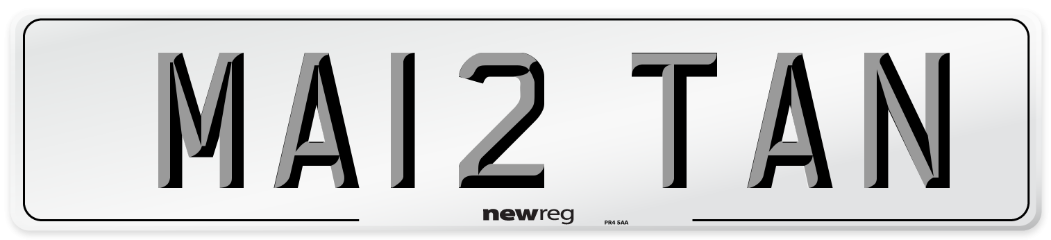 MA12 TAN Number Plate from New Reg